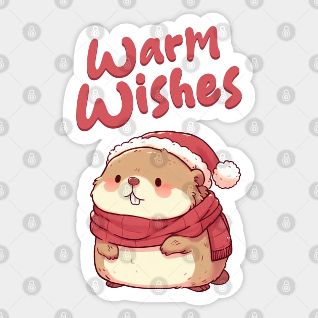 Warm Wishes Christmas Marmot Sticker by Takeda_Art